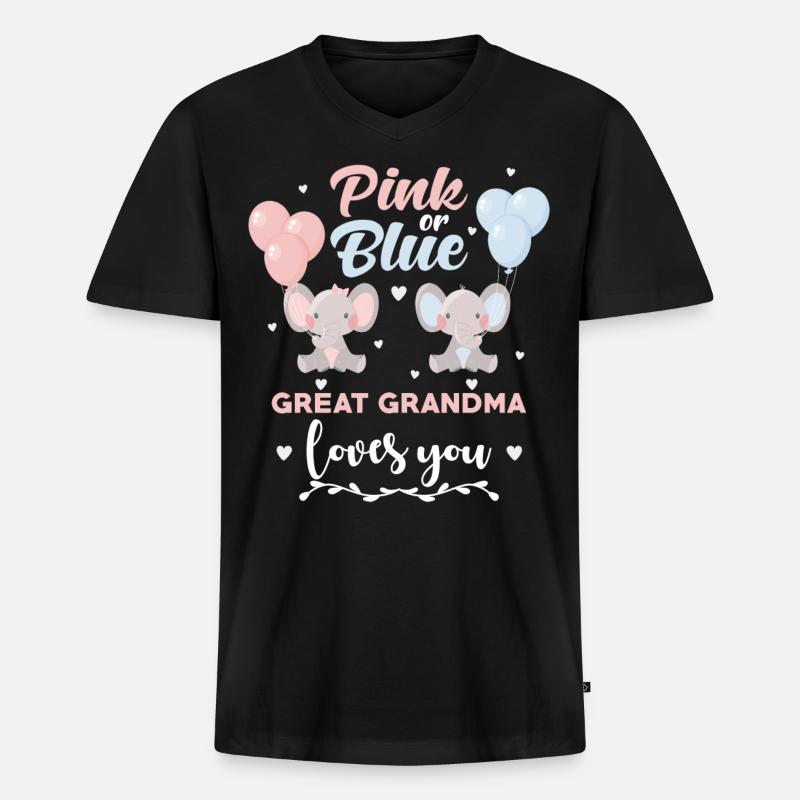 Rosa Oder Blauer Urgroßmutter Elefant - Männer Premium Bio T-Shirt mit V-Ausschnitt - Schwarz