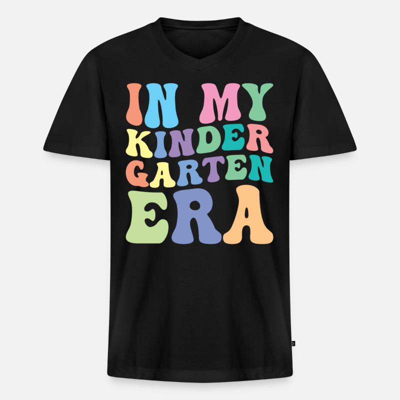 Kindergarten Retro Groovy Student - Männer Premium Bio T-Shirt mit V-Ausschnitt - Schwarz
