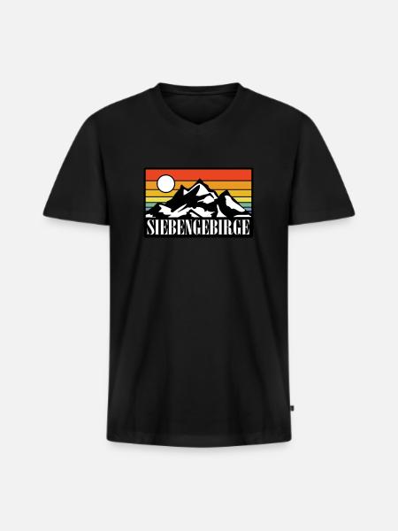 Siebengebirge - Männer Premium Bio T-Shirt mit V-Ausschnitt - Schwarz