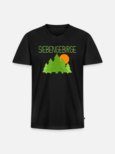 Siebengebirge - Männer Premium Bio T-Shirt mit V-Ausschnitt - Schwarz