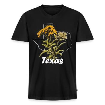 Drapeau du Texas avec printemps floral Texas - T-shirt encolure en V Premium bio Homme - noir - Devant - Nico (187cm)