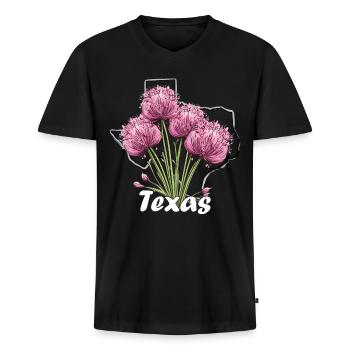 Drapeau du Texas avec printemps floral Texas - T-shirt encolure en V Premium bio Homme - noir - Devant - Nico (187cm)