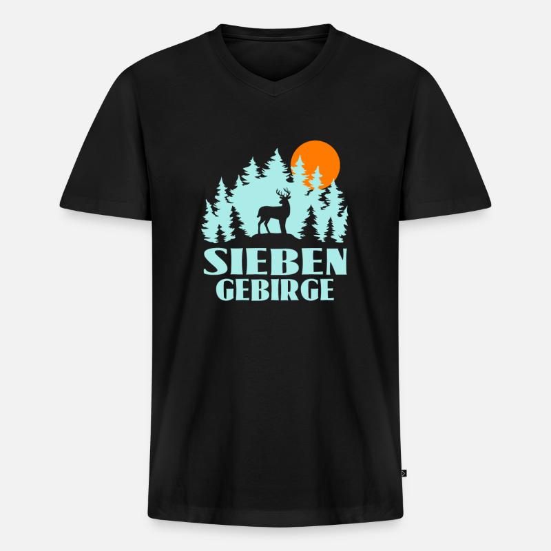 Siebengebirge - Männer Premium Bio T-Shirt mit V-Ausschnitt - Schwarz