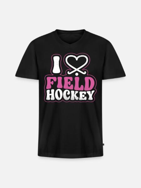Field Hockey Heart I Love Field - Men's Premium Organic T-shirt with V-neck - black