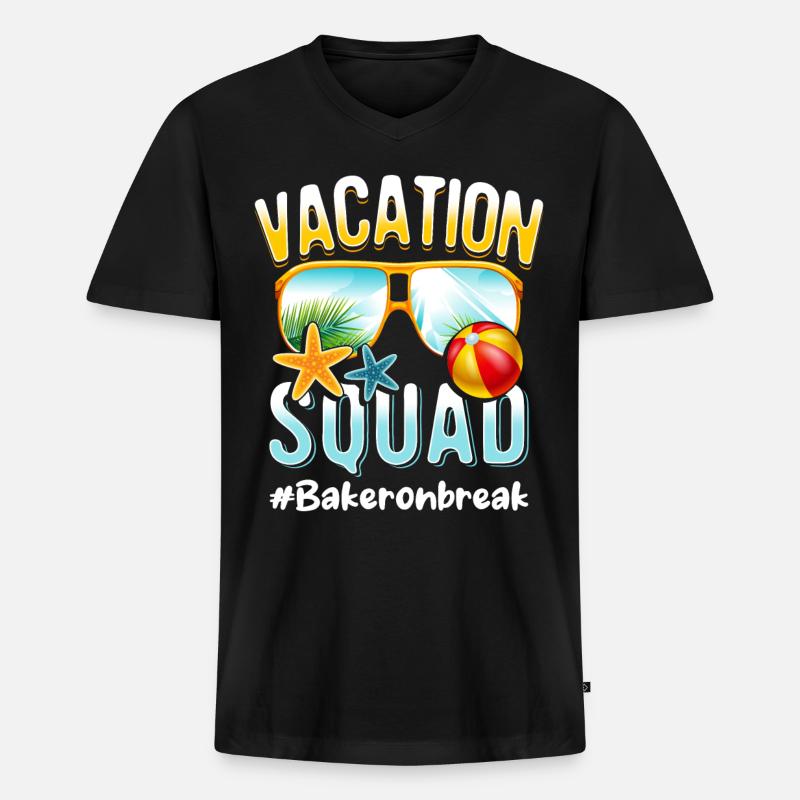 Baker Vacation Squad #Bakeronbreak - Männer Premium Bio T-Shirt mit V-Ausschnitt - Schwarz