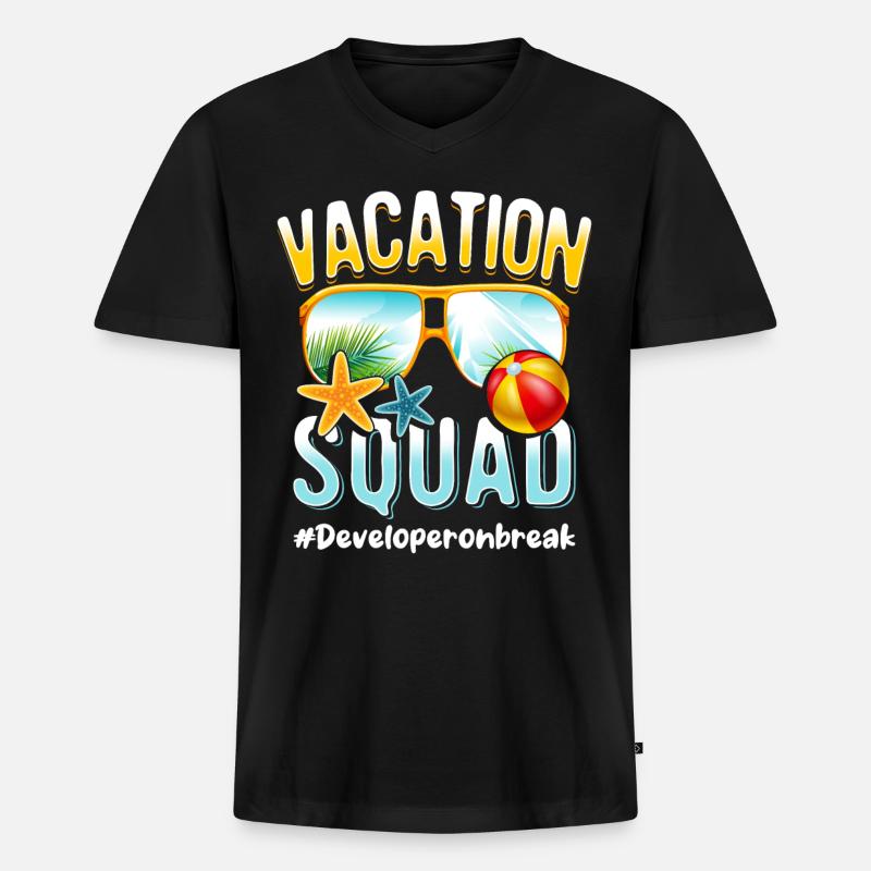Developer Vacation Squad #Developeronbreak - T-shirt encolure en V Premium bio Homme - noir