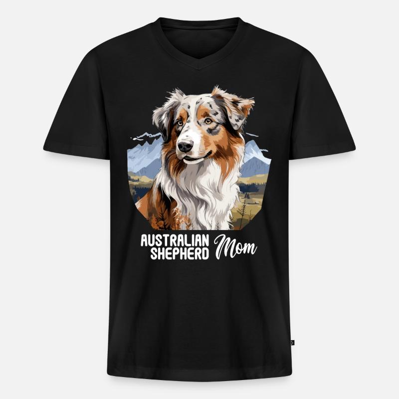 Hund Australian Shepherd - Männer Premium Bio T-Shirt mit V-Ausschnitt - Schwarz