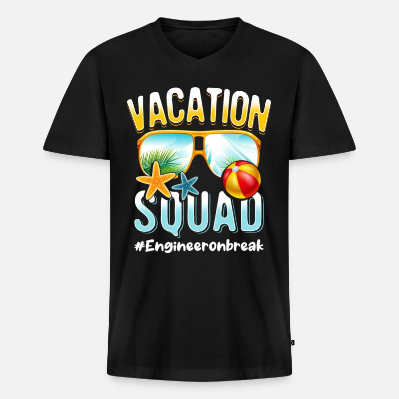 Ingenieur-Urlaubstrupp #Engineeronbreak - Männer Premium Bio T-Shirt mit V-Ausschnitt - Schwarz