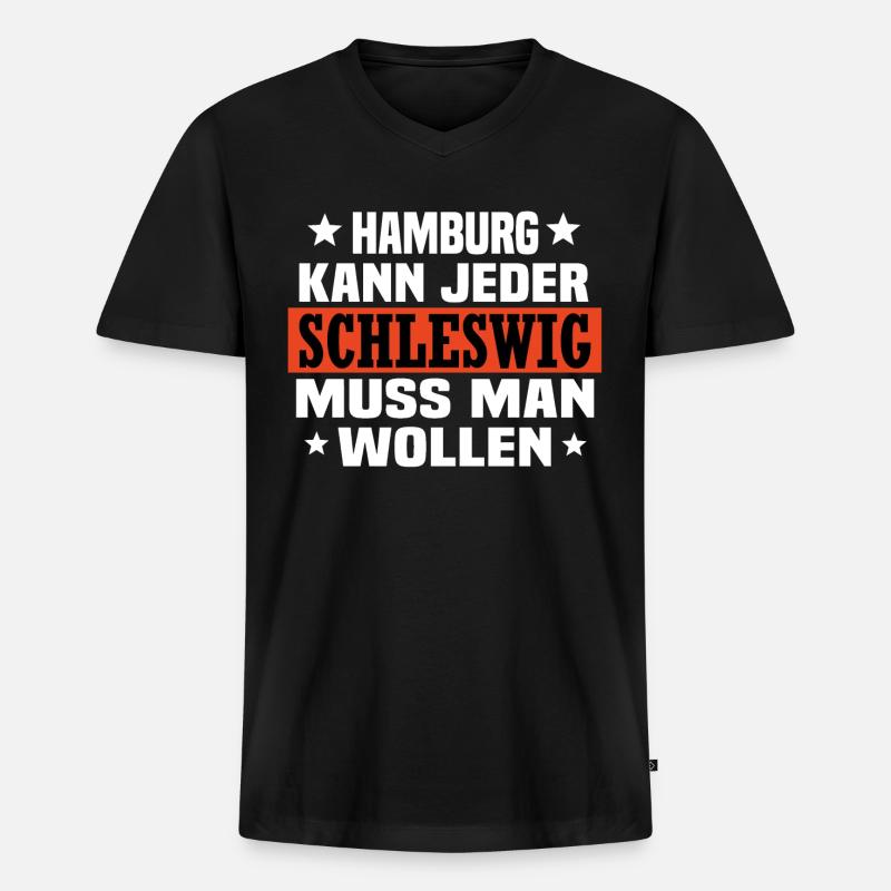 Schleswig - Männer Premium Bio T-Shirt mit V-Ausschnitt - Schwarz