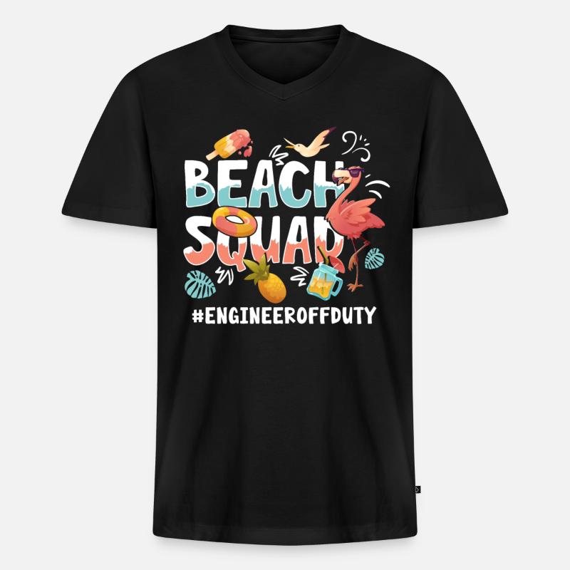 Engineer Vacation Beach Group - Men's Premium Organic T-shirt with V-neck - black