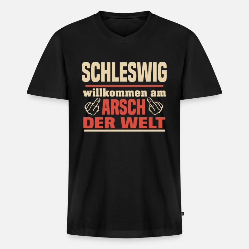 Schleswig - Männer Premium Bio T-Shirt mit V-Ausschnitt - Schwarz