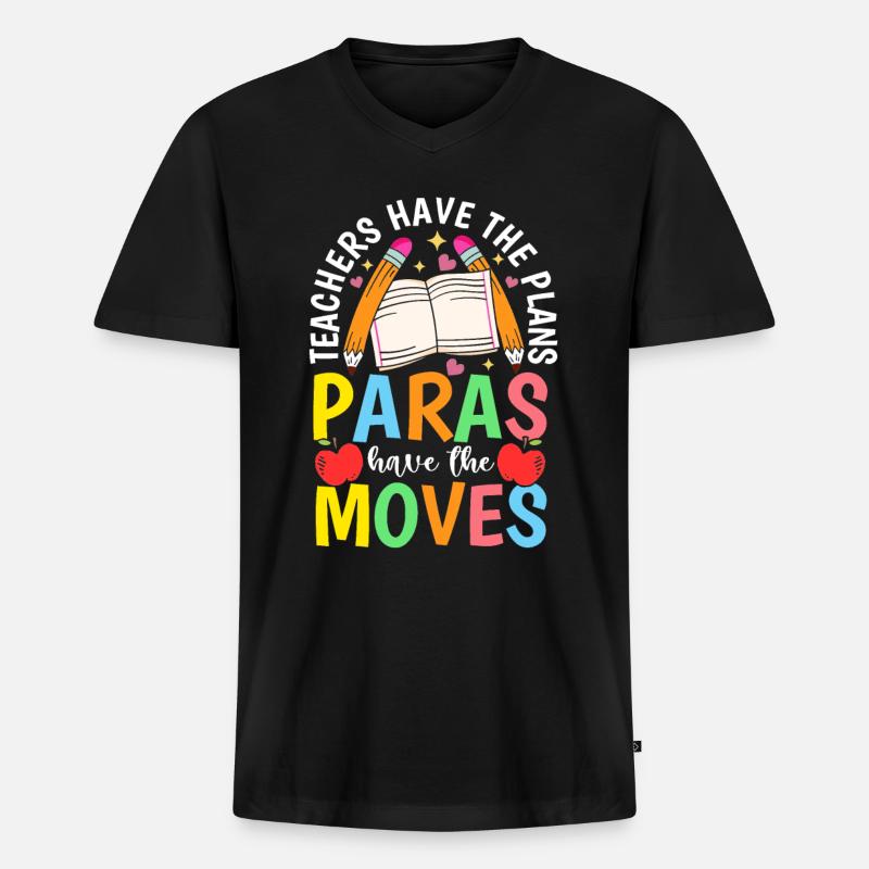 Parapro -Lehrer -Assistent Paraprofessionales - Männer Premium Bio T-Shirt mit V-Ausschnitt - Schwarz