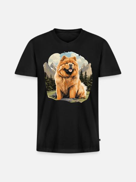 Hund Chow Chow - Männer Premium Bio T-Shirt mit V-Ausschnitt - Schwarz