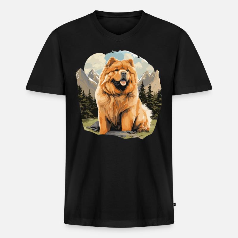 Hund Chow Chow - Männer Premium Bio T-Shirt mit V-Ausschnitt - Schwarz