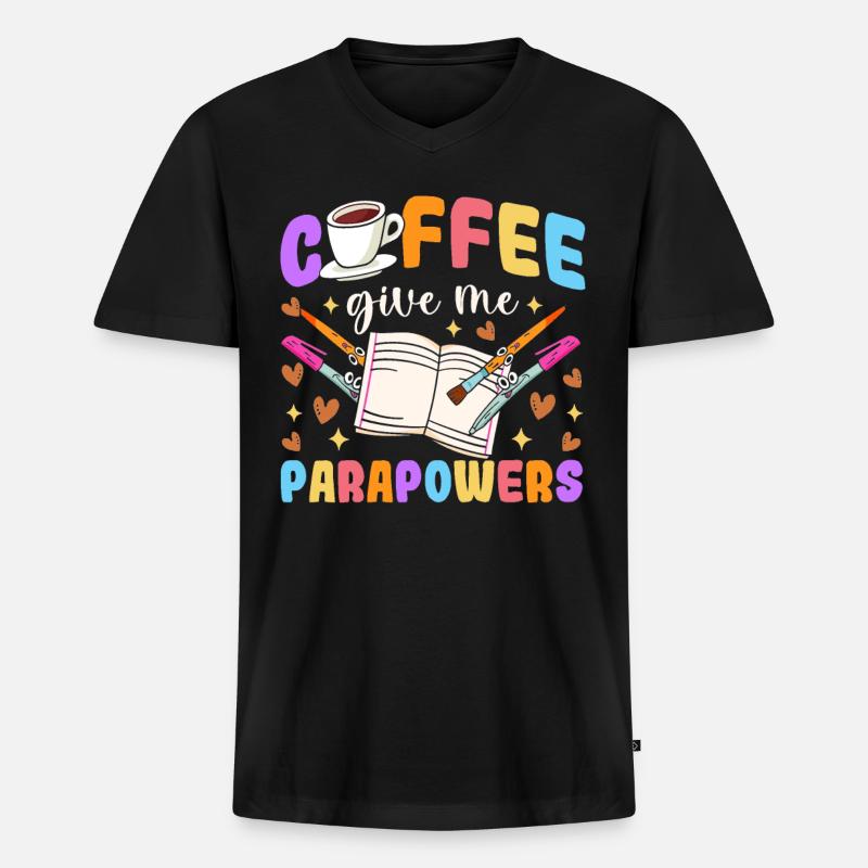 Lustiger Kaffee Para Lehrer Paraprofessionaler - Männer Premium Bio T-Shirt mit V-Ausschnitt - Schwarz