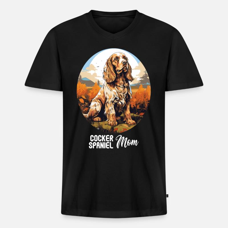 Hund Cocker Spaniel - Männer Premium Bio T-Shirt mit V-Ausschnitt - Schwarz