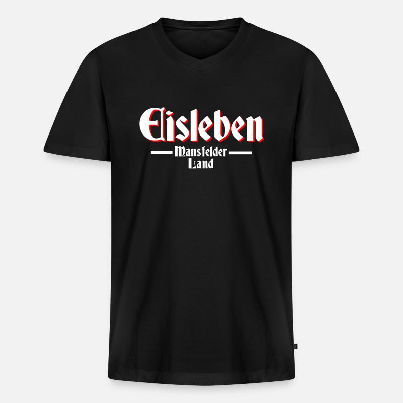 Eisleben - Männer Premium Bio T-Shirt mit V-Ausschnitt - Schwarz