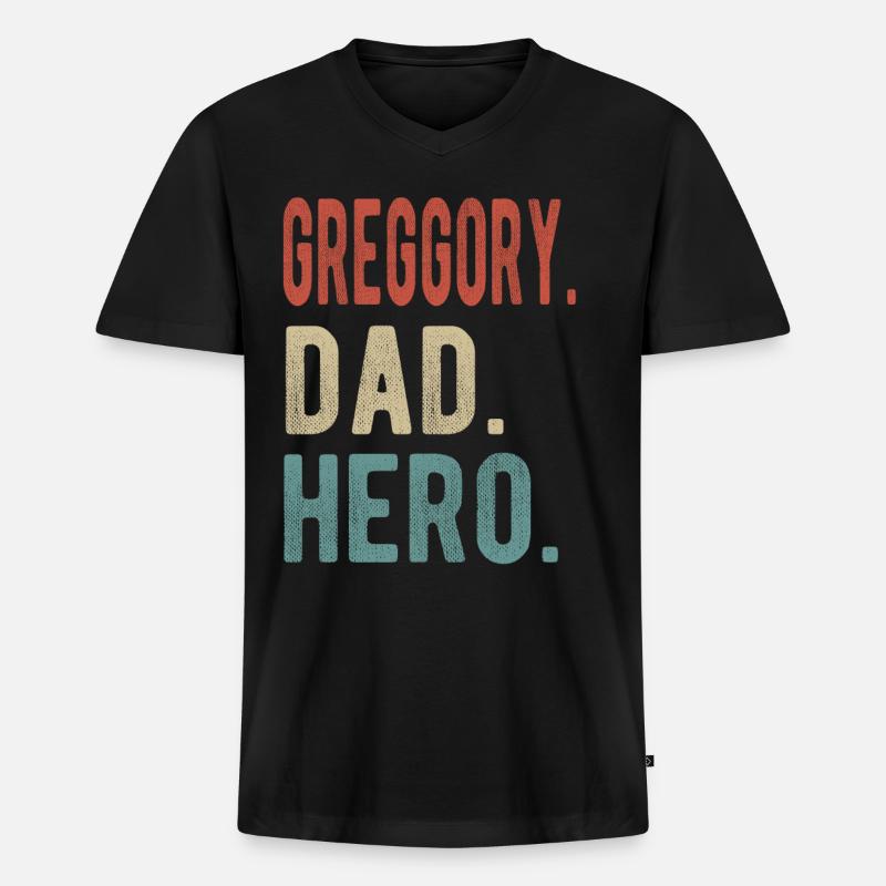Greggory Papa Held - Männer Premium Bio T-Shirt mit V-Ausschnitt - Schwarz