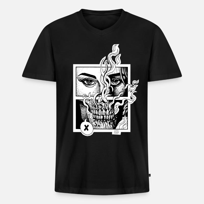 Stranger end - Männer Premium Bio T-Shirt mit V-Ausschnitt - Schwarz