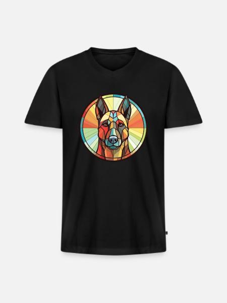 Belgian Malinoi Dog Breed Watercolor Illustration - Men's Premium Organic T-shirt with V-neck - black