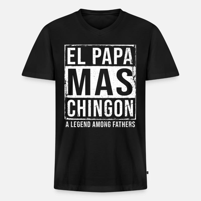 El Papa Mas Chingon - Männer Premium Bio T-Shirt mit V-Ausschnitt - Schwarz
