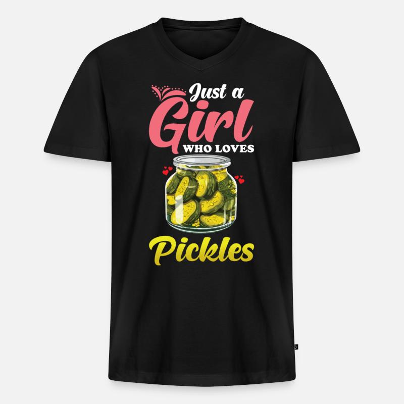 Gurken Liebhaber eingelegte Gurke Geschenk - Männer Premium Bio T-Shirt mit V-Ausschnitt - Schwarz