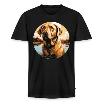 Labrador - Männer Premium Bio T-Shirt mit V-Ausschnitt - Schwarz - Vorne - Nico (187cm)