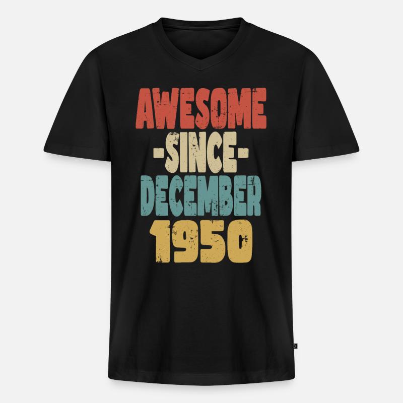 Fantastischer Dezember 1950 - Männer Premium Bio T-Shirt mit V-Ausschnitt - Schwarz