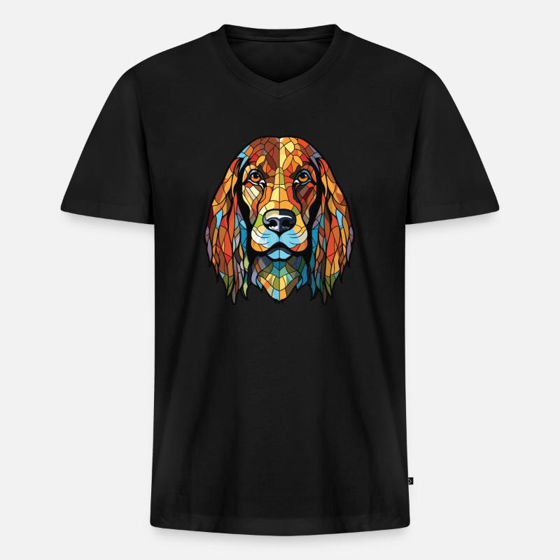 Lettische Jagdhunderasse Aquarell-Illustration - Männer Premium Bio T-Shirt mit V-Ausschnitt - Schwarz