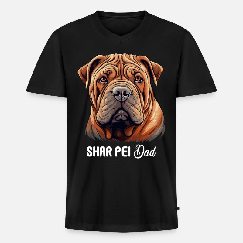 Shar Pei - Männer Premium Bio T-Shirt mit V-Ausschnitt - Schwarz
