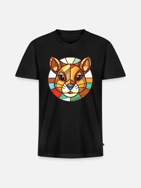 Chipmunk bunte Aquarell-Tierillustration - Männer Premium Bio T-Shirt mit V-Ausschnitt - Schwarz