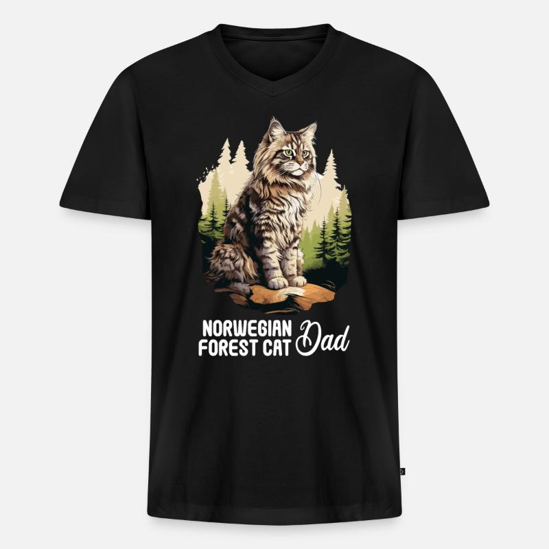 Norwegian Forest Cat - Männer Premium Bio T-Shirt mit V-Ausschnitt - Schwarz