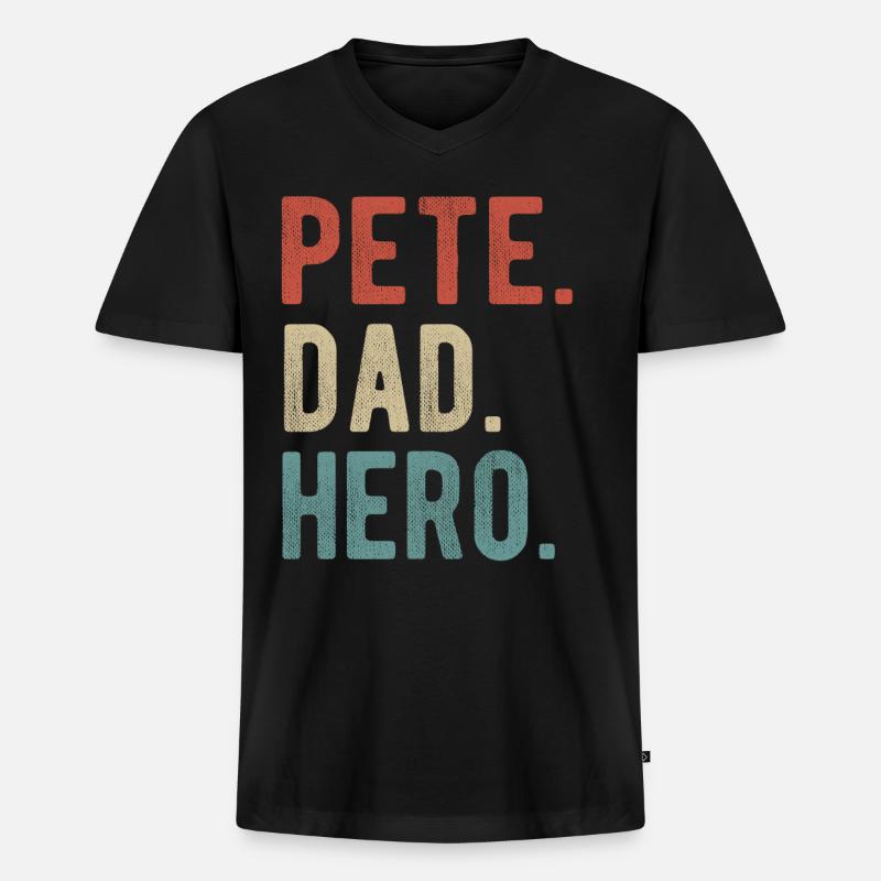 Pete Dad Held - Männer Premium Bio T-Shirt mit V-Ausschnitt - Schwarz