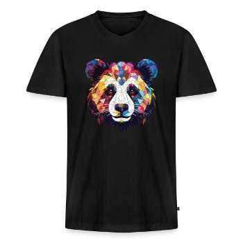 Panda Buntes Aquarell Tier Haustier Illustration - Männer Premium Bio T-Shirt mit V-Ausschnitt - Schwarz - Vorne - Nico (187cm)