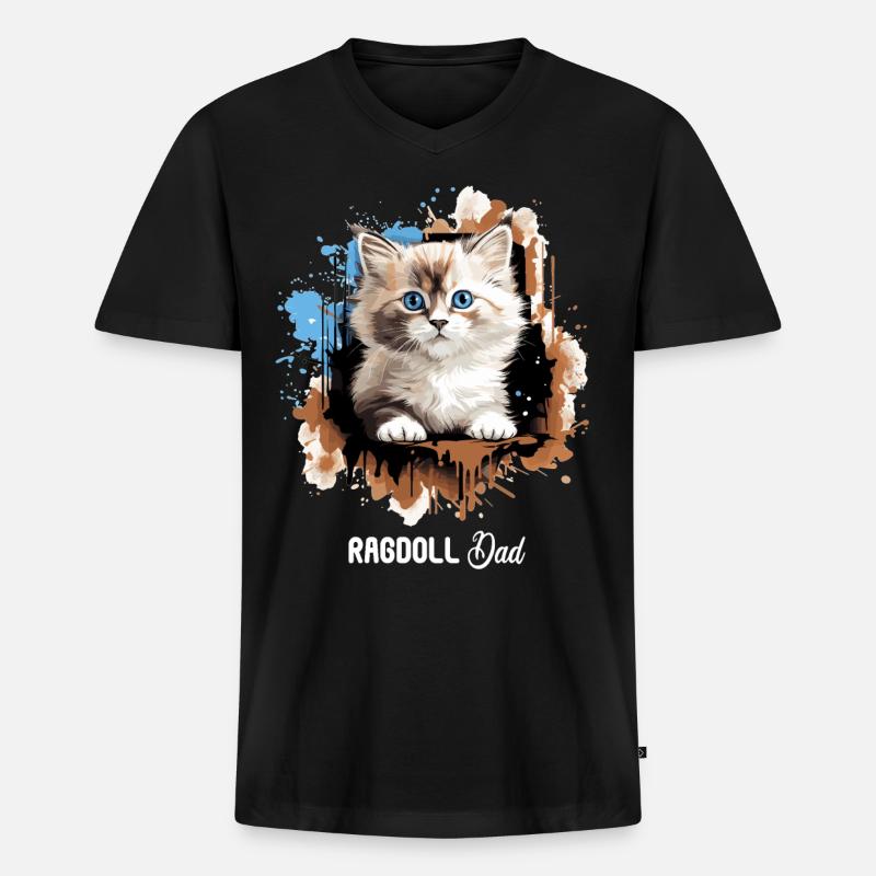 Ragdoll - Männer Premium Bio T-Shirt mit V-Ausschnitt - Schwarz