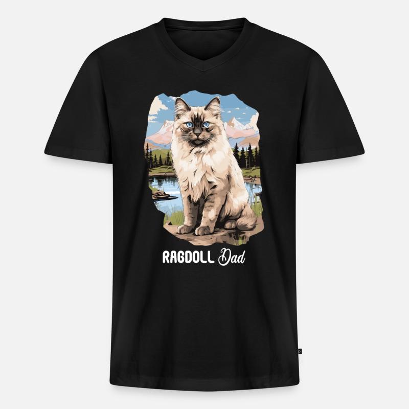 Ragdoll - Männer Premium Bio T-Shirt mit V-Ausschnitt - Schwarz