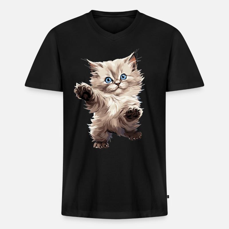 Ragdoll - Männer Premium Bio T-Shirt mit V-Ausschnitt - Schwarz