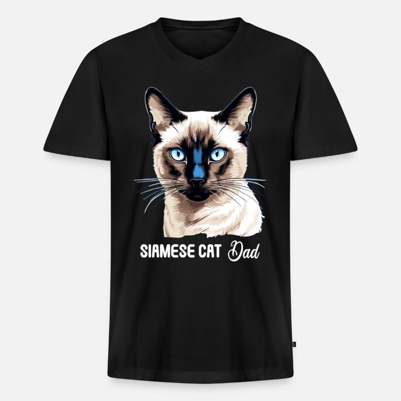 Siamese Cat Siamkatze - Männer Premium Bio T-Shirt mit V-Ausschnitt - Schwarz