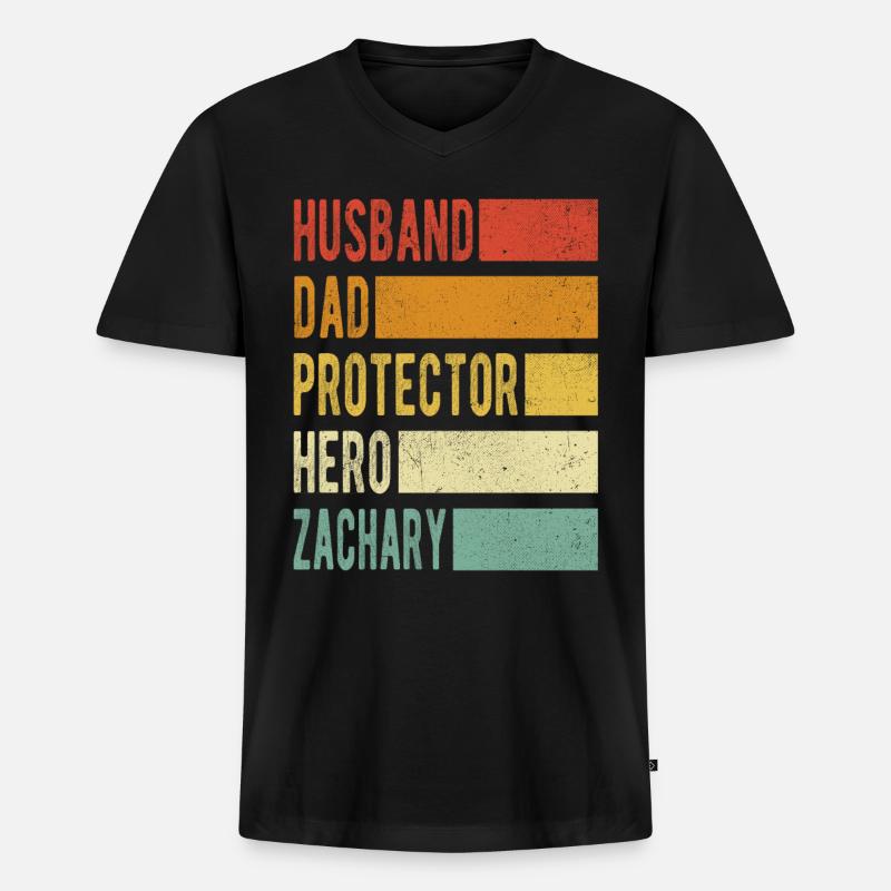 Zachary Name Papa Geschenk - Männer Premium Bio T-Shirt mit V-Ausschnitt - Schwarz