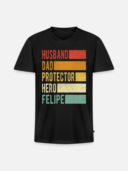 Felipe Name Papa Geschenk - Männer Premium Bio T-Shirt mit V-Ausschnitt - Schwarz