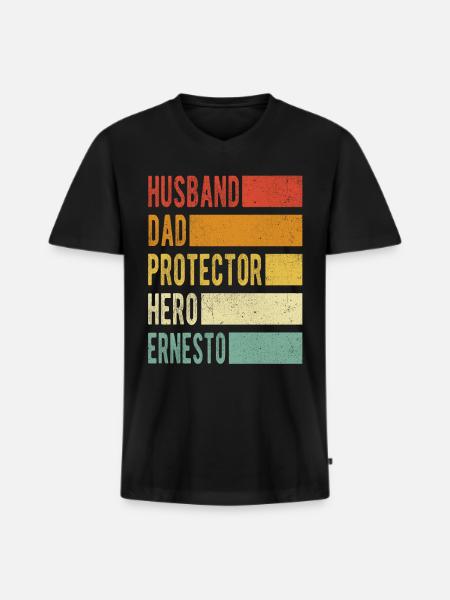Ernesto Name Papa Geschenk - Männer Premium Bio T-Shirt mit V-Ausschnitt - Schwarz