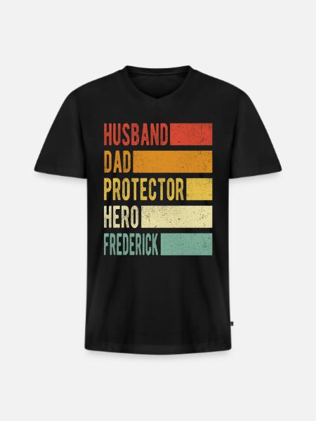 Frederick Name Dad Gift - Men's Premium Organic T-shirt with V-neck - black