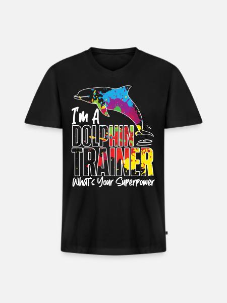 Dolphin I'm A Dolphin Trainer - Men's Premium Organic T-shirt with V-neck - black