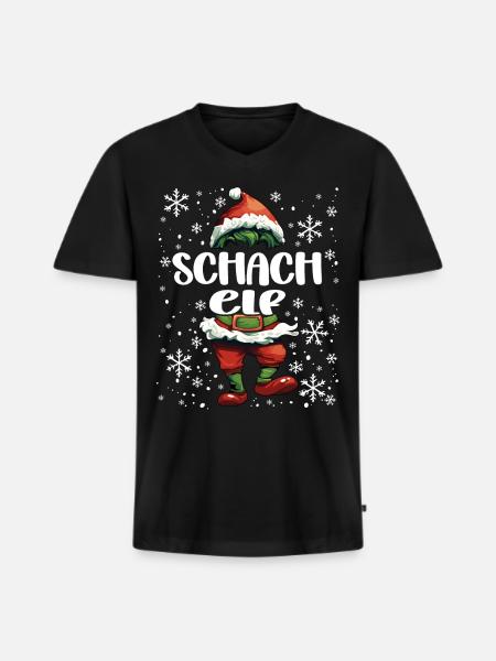 Weihnachtsoutfit Schach Elf - Männer Premium Bio T-Shirt mit V-Ausschnitt - Schwarz