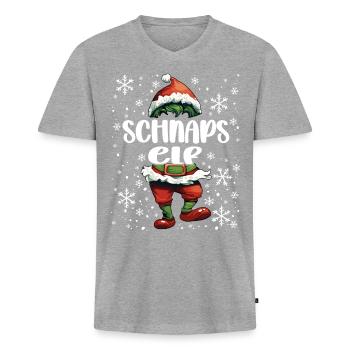 Weihnachtsoutfit Schnaps Elf - Männer Premium Bio T-Shirt mit V-Ausschnitt - Grau meliert - Vorne