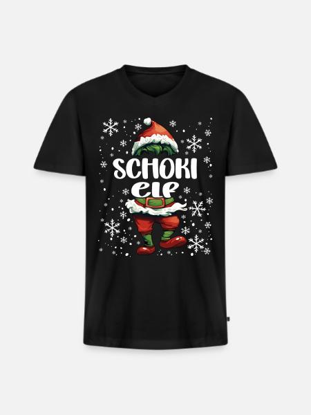 Weihnachtsoutfit Schoki Elf - Männer Premium Bio T-Shirt mit V-Ausschnitt - Schwarz