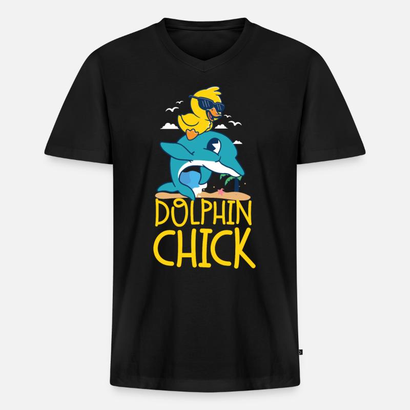 Dolphin Chicken Dolphin Chick - Männer Premium Bio T-Shirt mit V-Ausschnitt - Schwarz