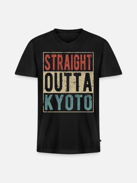 Straight outta Kyoto - Men's Premium Organic T-shirt with V-neck - black