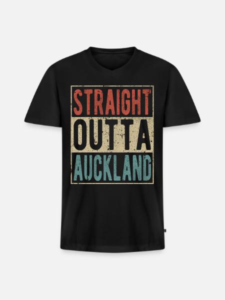 Straight outta Auckland - Men's Premium Organic T-shirt with V-neck - black