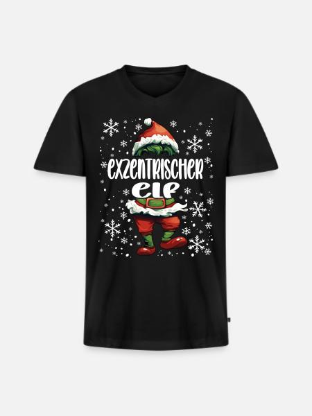 Weihnachtsoutfit Exzentrischer Elf - Männer Premium Bio T-Shirt mit V-Ausschnitt - Schwarz